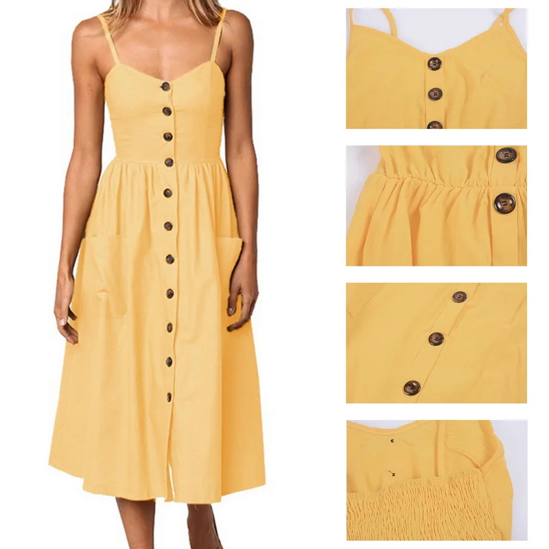 LASPERAL Бохо сексуальное платье повседневное винтажное женское летнее платье миди на пуговицах с открытой спиной в горошек полосатые пляжные платья Сарафан