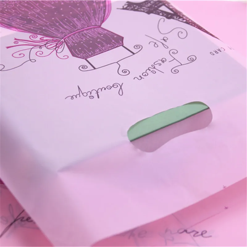 New Design Wholesale 100pcs/lot 25*35cm Luxury Pink Fashion Loutique Plastic Shopping Bags For Clohting Large Wedding Packaging | Дом и сад