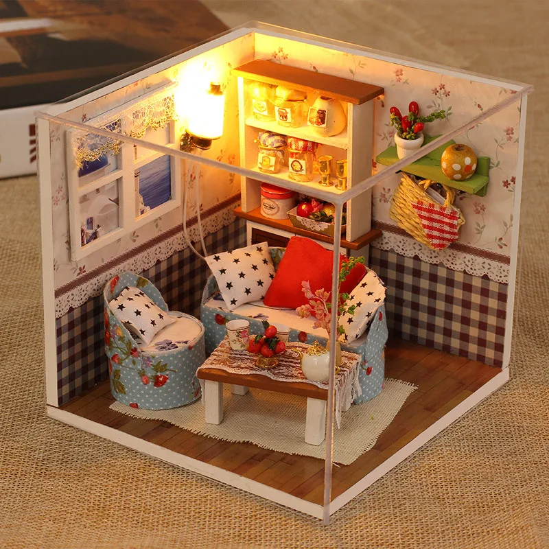 Кукольный домик DIY миниатюрный кукольный мебель 3D модель деревянный набор со