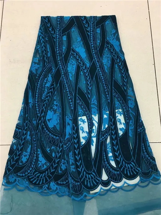 2018 Высокое качество Французский в нигерийском стиле озерно голубой Сетчатое