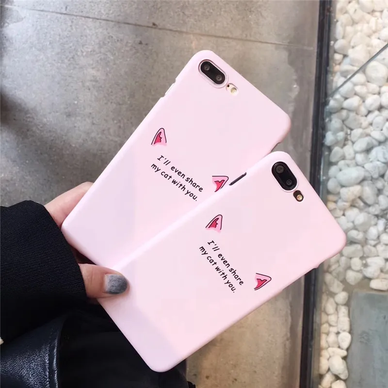 Мультяшный Забавный розовый Кот уши Iphone6s чехол для телефона Apple7/9 plus жесткий |