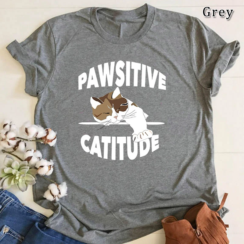 Новинка 2019 женская футболка с забавным принтом в виде милого кота повседневные