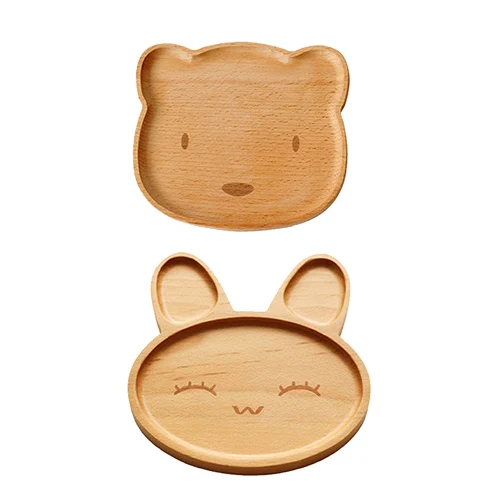 BearSmile Rabbit 2 шт./компл. деревянная коробка тарелки наборы Посуды Лоток для украшения детей фруктовые закуски десерт Еда ужин посуда аксессуары - Цвет: BearSmile Rabbit