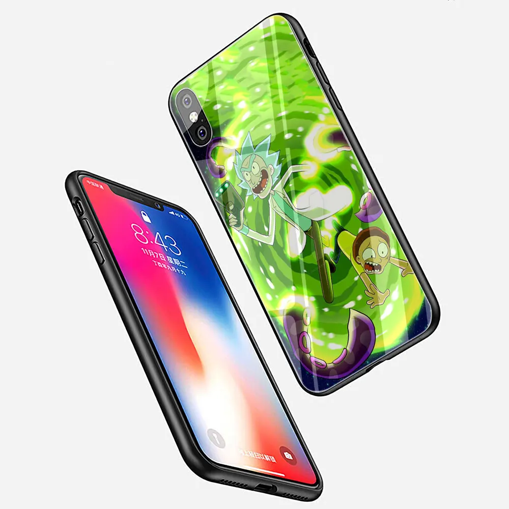 Черный чехол из закаленного стекла ТПУ для iPhone 11 Pro X или 10 8 7 6 6S Plus Xr Xs Max
