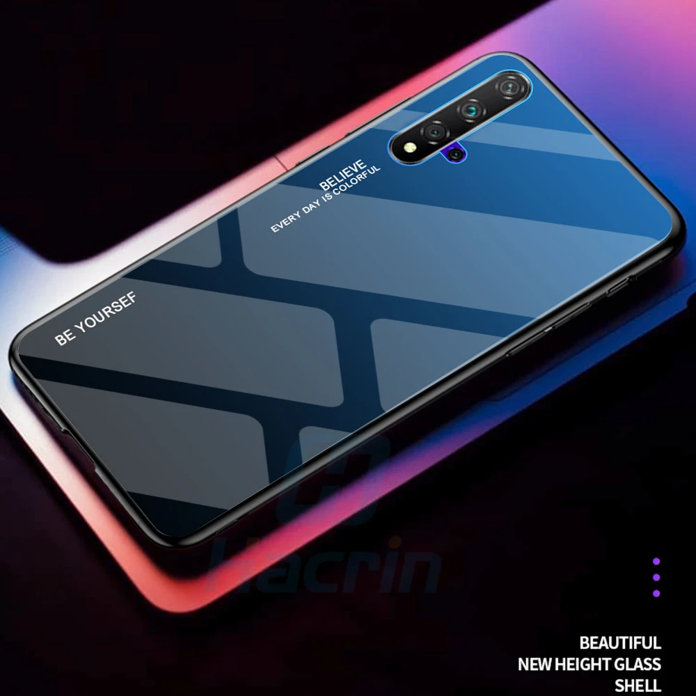 Чехол Hacrin для huawei Honor 20 Pro, чехол из мягкого ТПУ с градиентом, закаленное стекло, бампер, твердая задняя крышка для huawei Honor 20, чехол