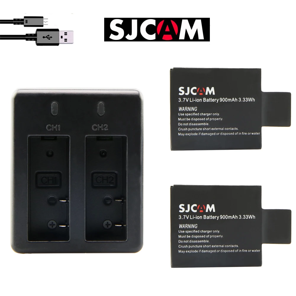 3 7 v 900mah bateria sj 4000 5000 6000 7000 батарея + двойное зарядное устройство USB для SJCAM sj4000 sj7000