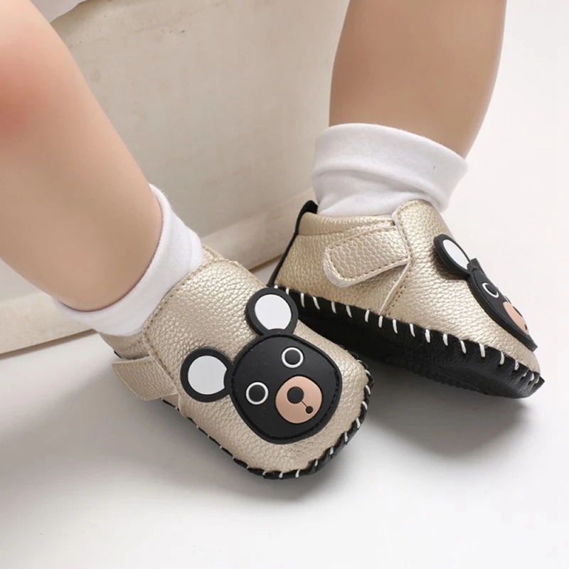 

Cute Newborn Baby Boy Cartoon Bear Print Shoes First Walkers Spring Baby Boy Girls Soft Sole Shoes Infant Crib Shoes 0-18M
