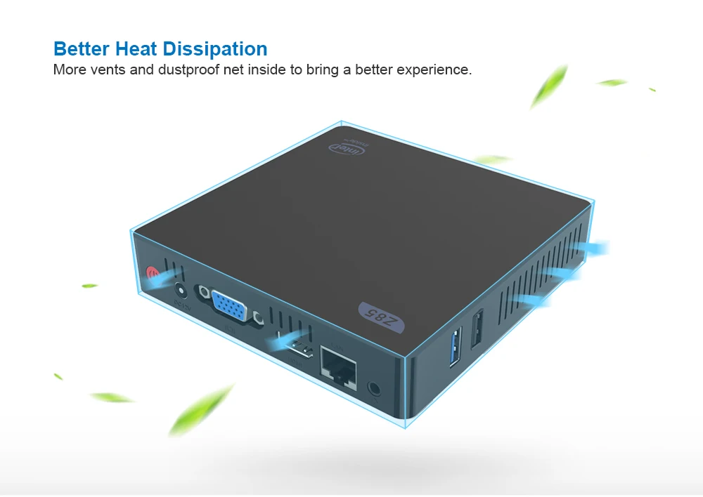 Z85 процессор atom Z8350 офисный компьютер 2G 64gb1000M lan 4 usb порта HD graphics 400 HD VGA двойной дисплей подлинный windows10 Мини ПК