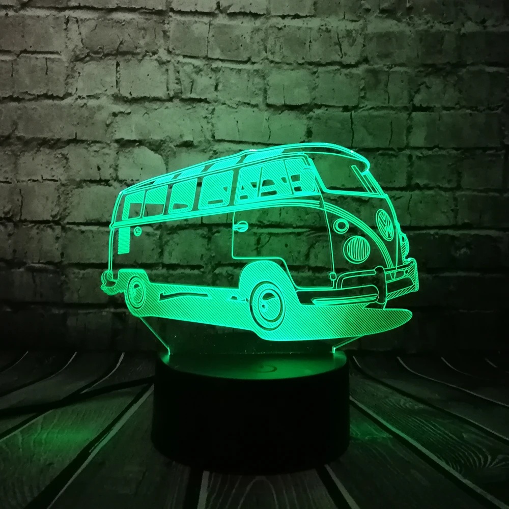 Туристический автобус СВЕТОДИОДНЫЙ 3D лампа многоцветный градиент RGB мультяшный
