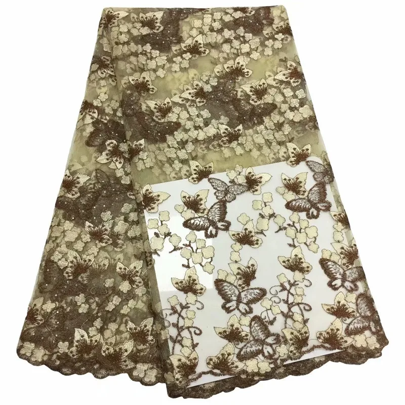 Новейшая фиолетовая африканская кружевная ткань 3D с рисунком бабочки