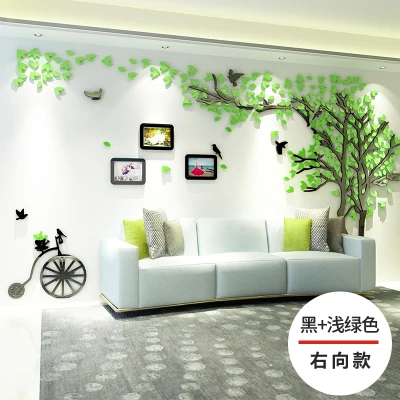 light green-right Зеркальная креативная 3D кристальная акриловая самоклеящаяся Настенная Наклейка s Гостиная ТВ фон настенная наклейка декоративный настенный плакат - Цвет: light green-right