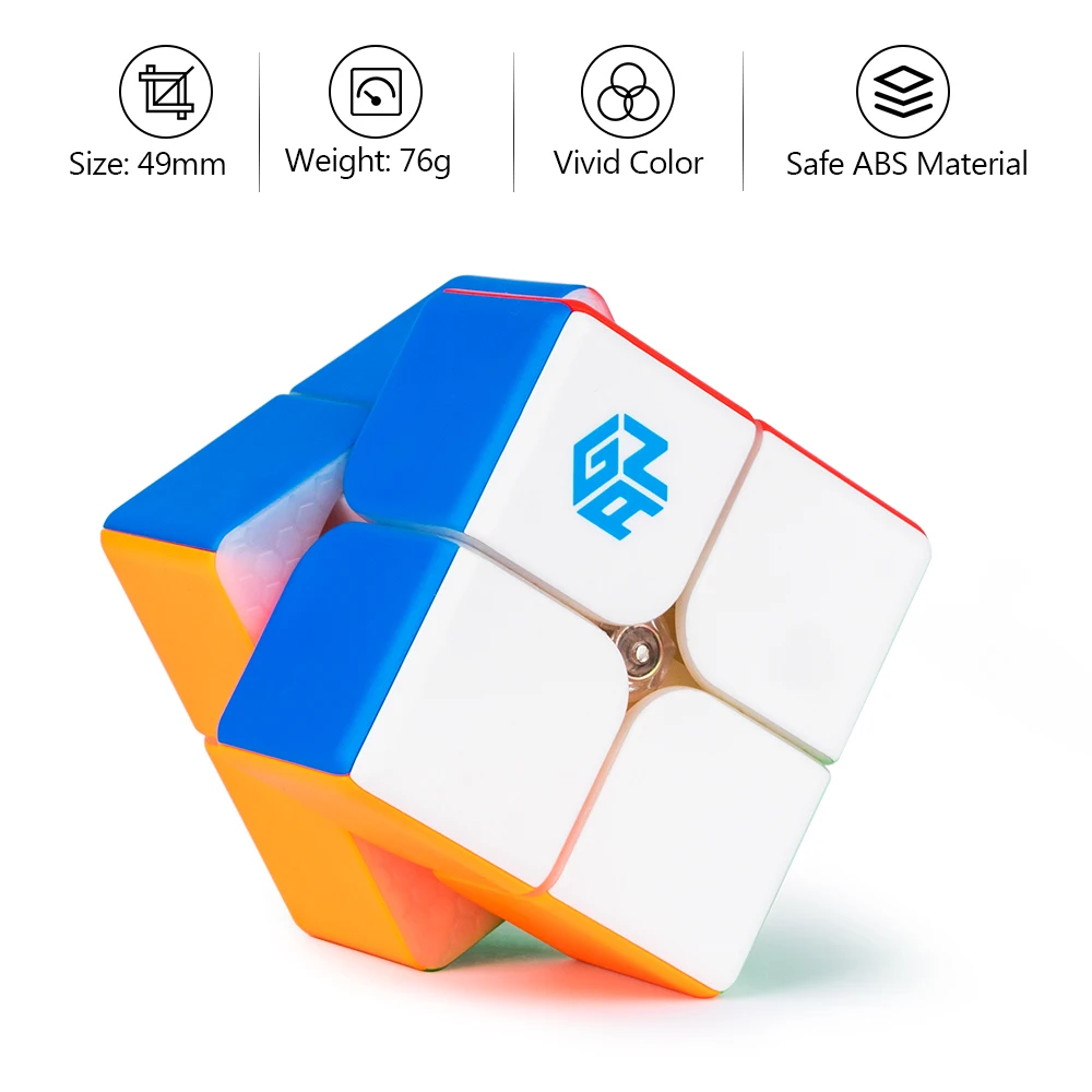 

D-FantiX Gan 249 V2 2x2 Speed Cube Stickerless Gan 2x2 Magic Cube Educational Puzzle Toy (49mm) for Kids Adult