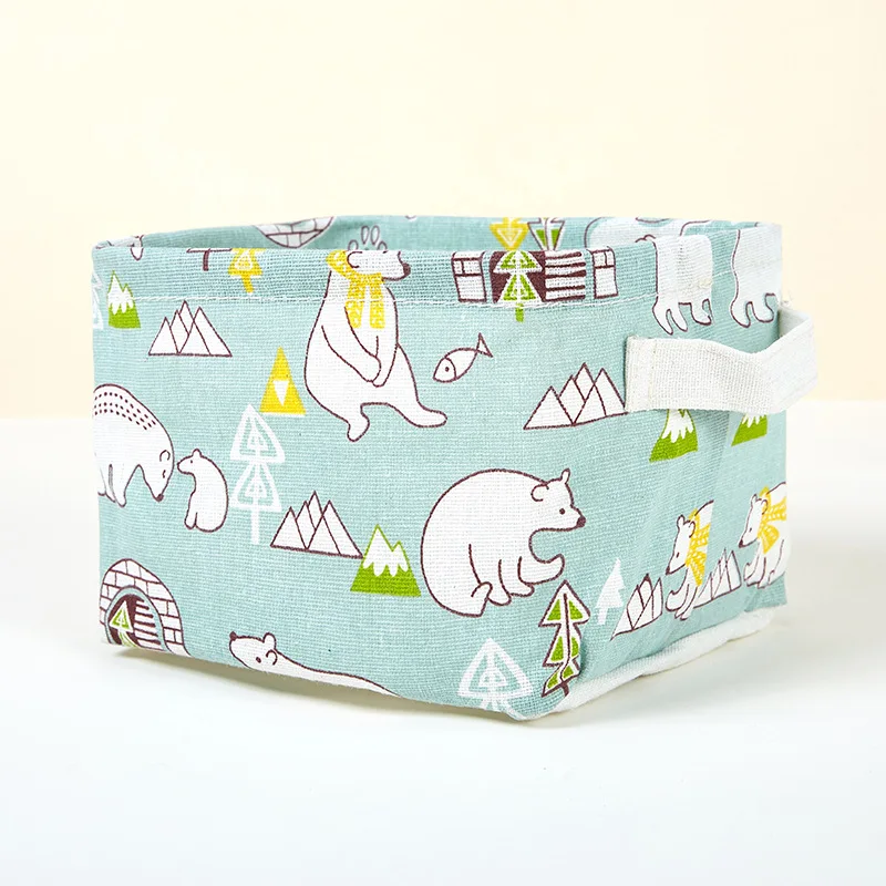 Scarf bear green ONEUP складная корзина ящик для хранения шкаф коробка для игрушек контейнер Органайзер тканевая корзина домашний рабочий стол корзины для хранения сумки - Color: Scarf bear green