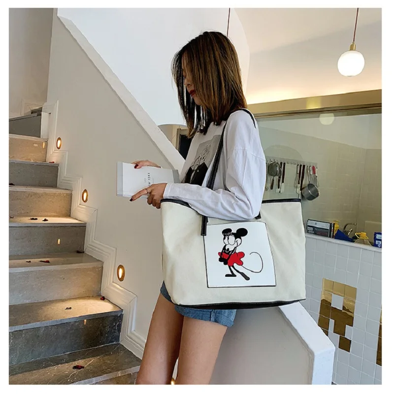 Betterance высокое качество Холщовая Сумка-тоут с верхней ручкой Мультяшные сумки