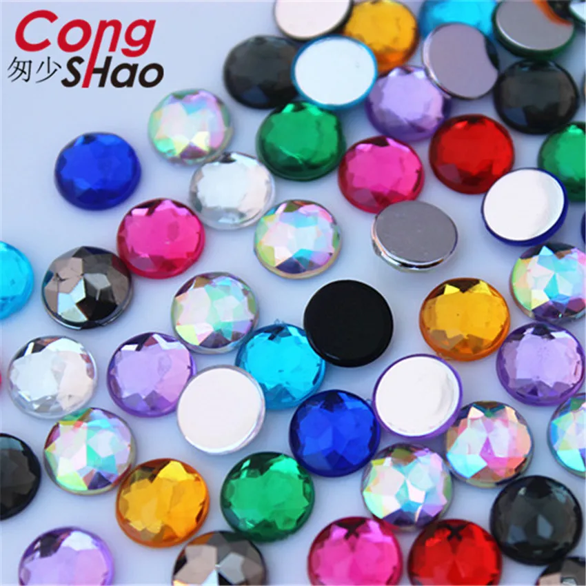 

Cong Shao 100 шт. 8 мм красочные круглые камни и кристалл с плоским основанием акриловые стразы отделка Скрапбукинг DIY свадебное платье Кнопка ZZ750
