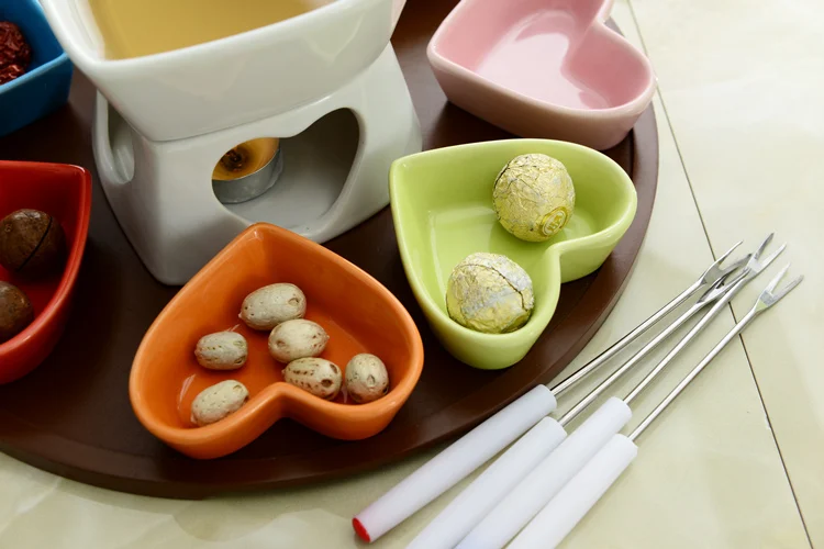 Керамический десерт яркий фруктовый набор в виде сердца оригинальный горшок для