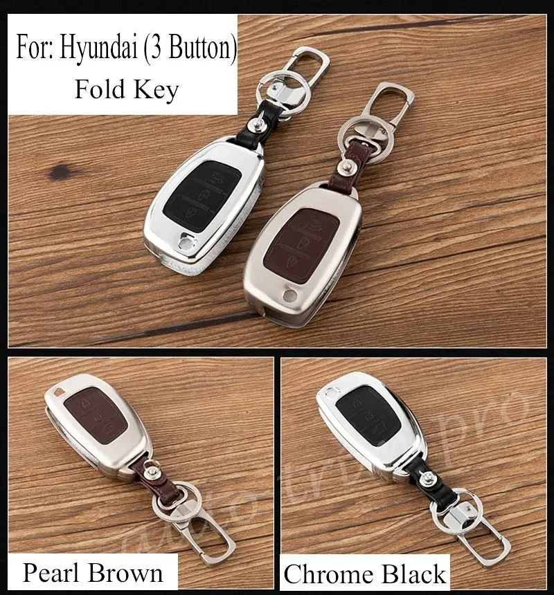 Key Case Holder Bag Box Fob Shell Cover Chain King 3 Button Parts Trim Fit For Hyundai ix35 ix45 i40 ix25 Mistra Verna Accessory |