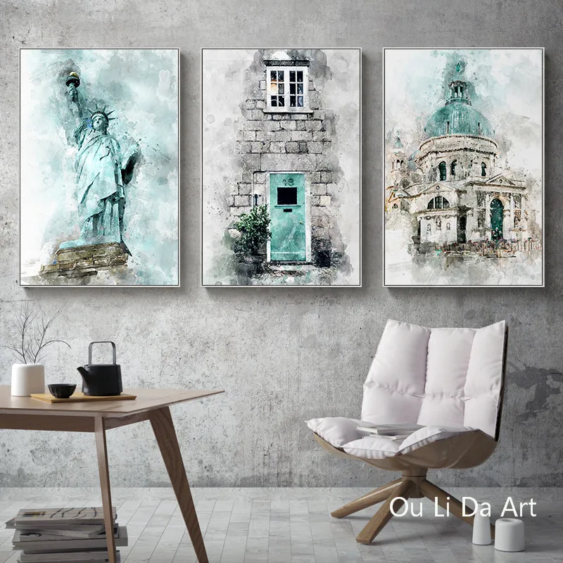 3 шт. абстрактные картины на холсте статуя свободы|oil painting|print on canvaspainting print |
