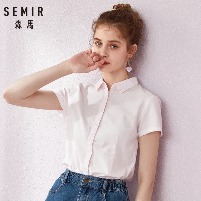 SEMIR рубашка с коротким рукавом женская летняя блузка 2019 новая отворотом