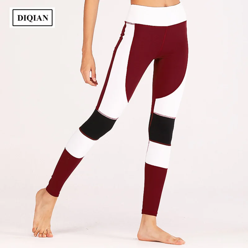 DIQIAN Bodybuilding Splicing Women Yoga Pants Fitness Running Femme Gym Training Ninth Sportwear Plus Size XL | Спорт и развлечения
