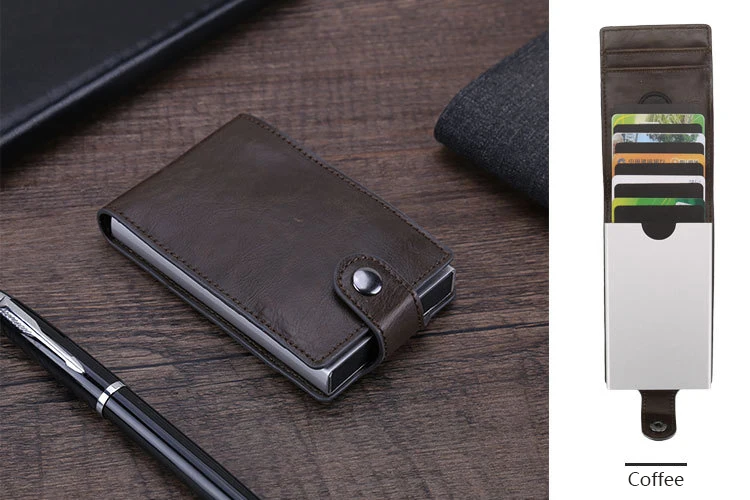 Чехол для банковских карт из искусственной кожи с блокировкой Rfid, металлический кошелек для мужчин и женщин, чехол для визиток, бизнес-кредитный держатель для карт