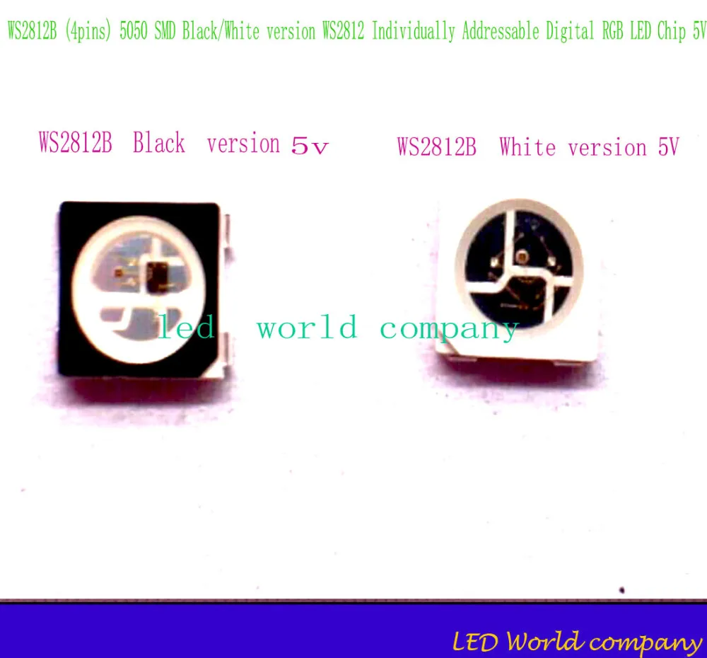 10 шт. WS2812B(4 pin) 5050 SMD черный/белый вариант WS2812 индивидуально адресуемых цифровой RGB светодио дный чип 5 В