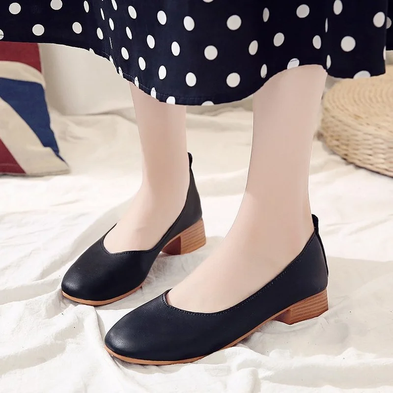 Женские туфли лодочки в Корейском стиле повседневная обувь ретро горошек осень