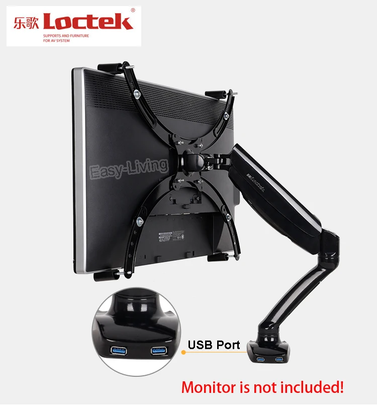 

Держатель монитора Loctek D5V для настольного ПК 10 "-27" + адаптер-удлинитель VESA для крепления газового держателя монитора без отверстия с usb-порто...