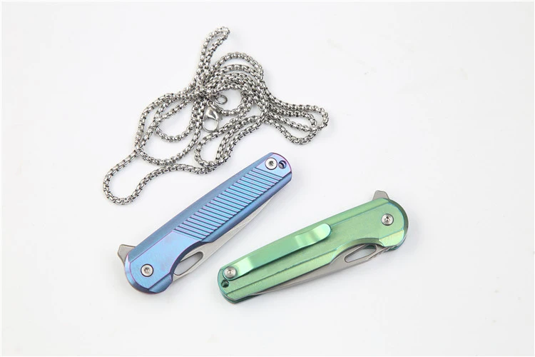 

MIKER M390 Steel Outdoor Camping Folding Knife Portable Key Chain Mini Pocket knives Stone Wash 61HRC Titanium Gift EDC Tactics
