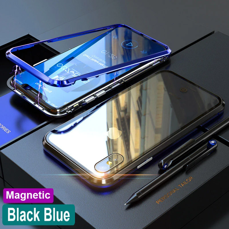 Чехол из прозрачного закаленного стекла с магнитной адсорбцией для Apple iPhone X XS Max XR