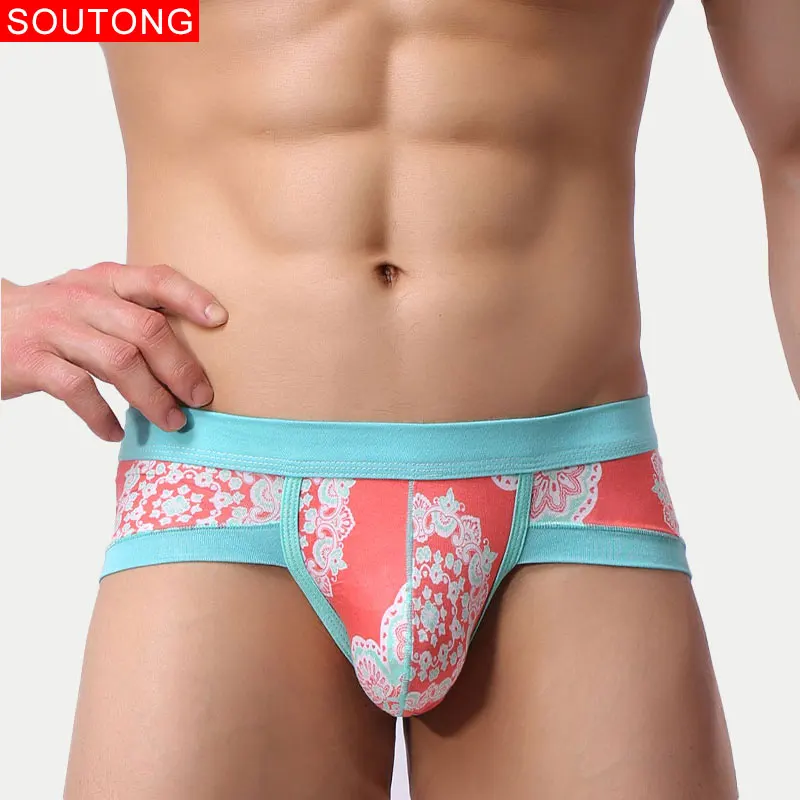 Трусы брифы Soutong мужские с принтом нижнее белье из модала пикантные трусы|mens briefs