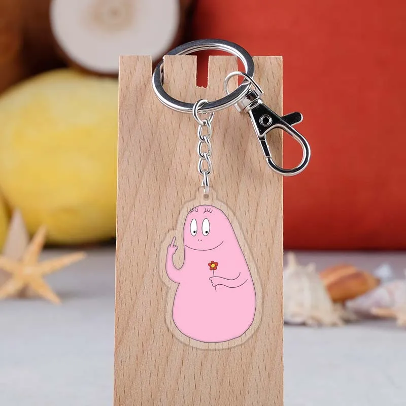 Брелки для ключей в стиле аниме Les barbapпа Модные Акриловые Подвески виде