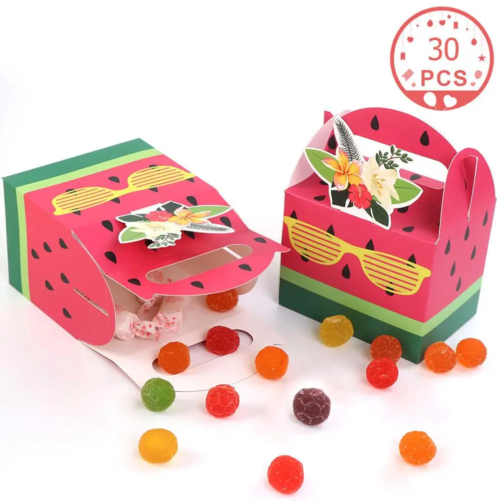Watermelon OurWarm 30 шт. ананас арбуз коробки для конфет летняя Подарочная коробка для вечеринки день рождения, детский душ свадебный Декор Гавайские вечерние принадлежности - Цвет: Watermelon