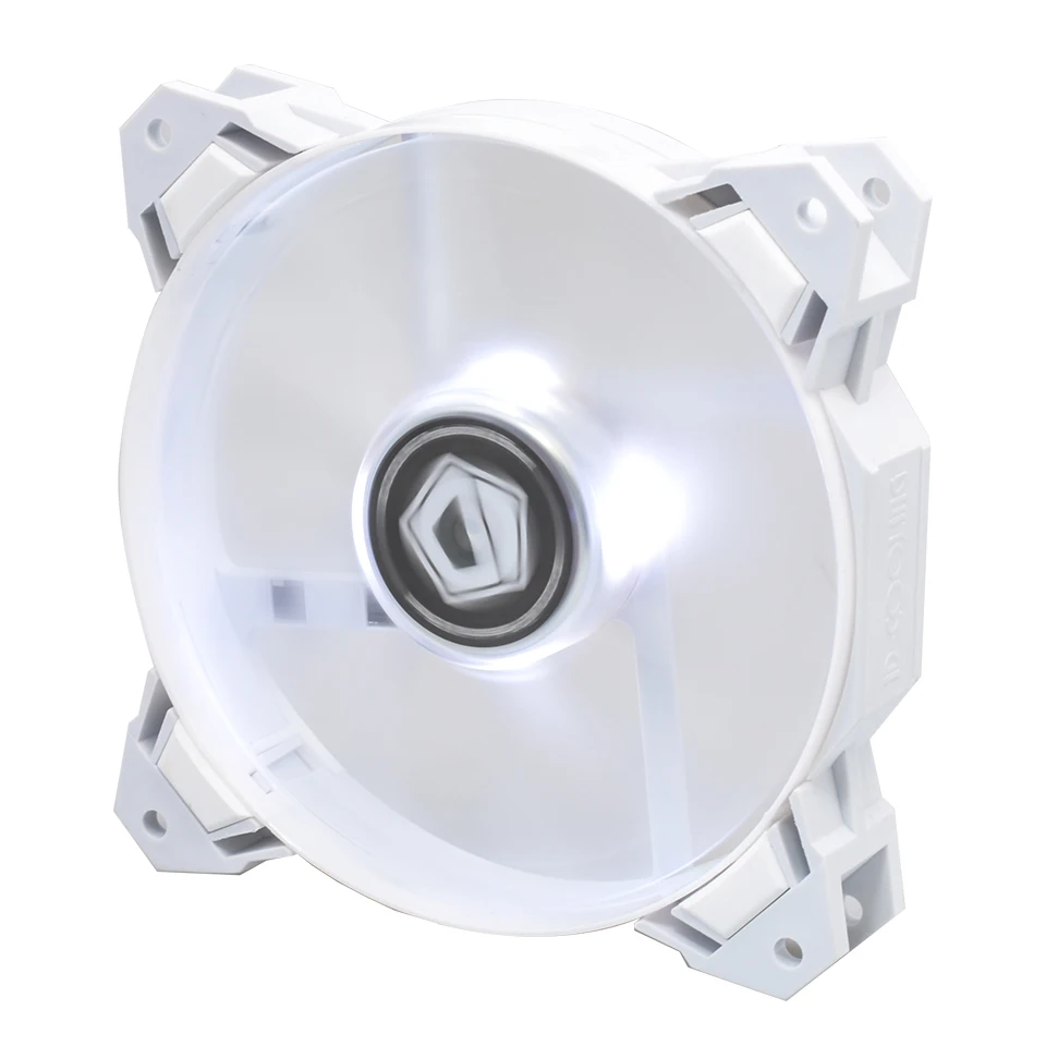 ID-COOLING SF-12025-W, Белый светодиодный 4-контактный PWM вентилятор 120 мм с девибрационной резиной, 1500 об/мин, низкий уровень шума и большой воздушный поток чехол для ПК