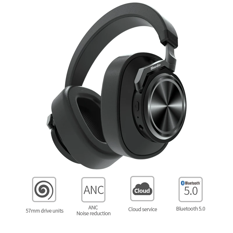 Bluedio T6S Bluetooth Headphones Active Noise Cancelling Wireless Headset for phones and music with voice control