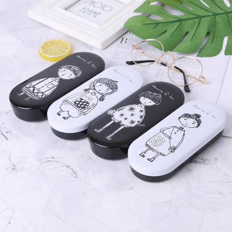 Чехол для очков с рисунком из мультфильма, коробка для очков, очки для чтения, защита для линз для мальчиков и девочек, Портативная подставка для очков, хранение