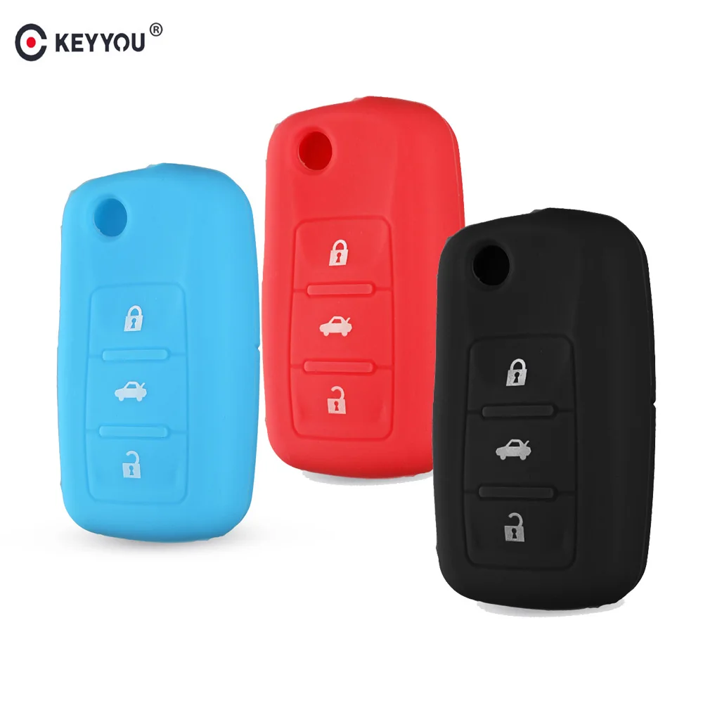KEYYOU 10 шт./лот силиконовый для ключа автомобиля крышка для VW Volkswagen Passat Polo Golf, Touran Bora Leon Skoda Octavia 3 кнопки