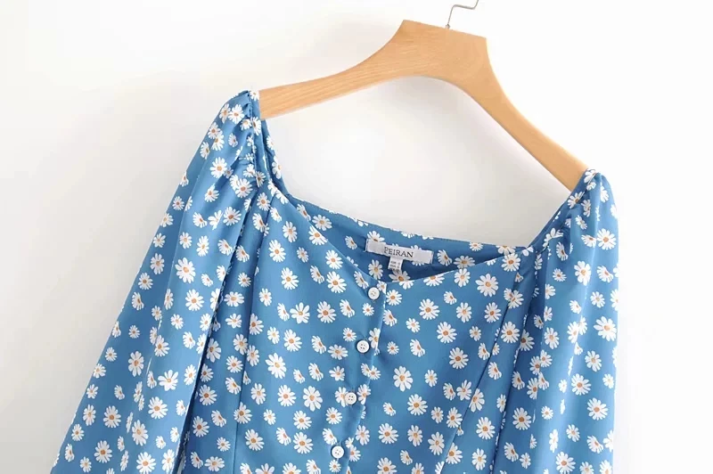 Летний укороченный топ Женские топы и блузки с длинным рукавом Цветочная блузка