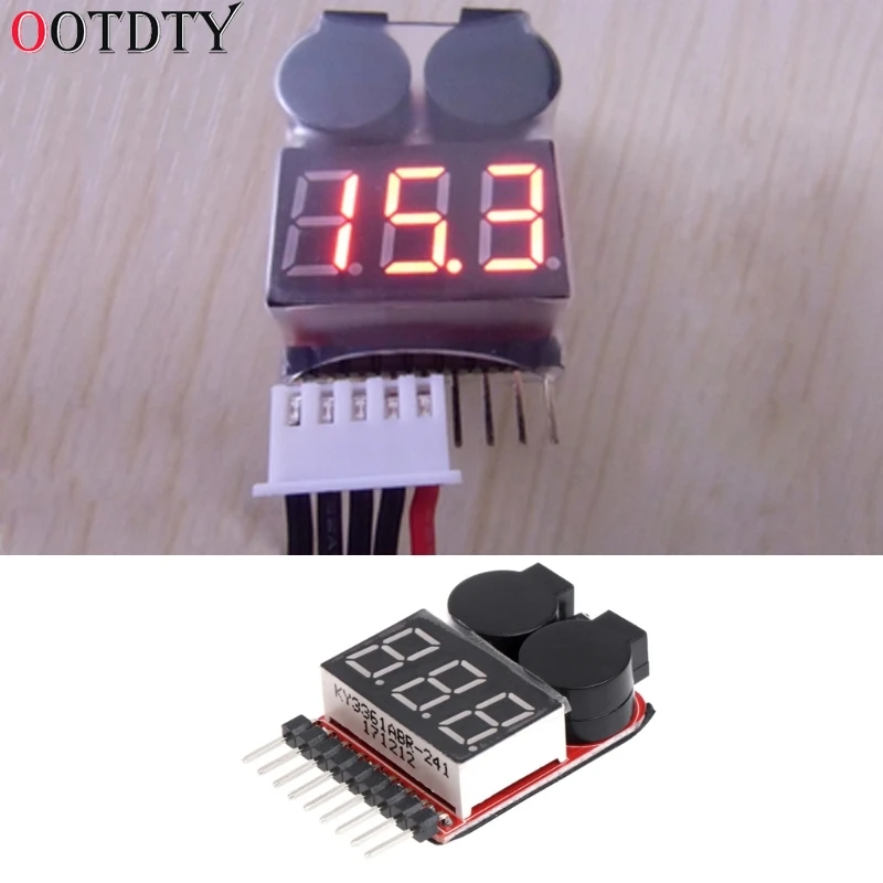 OOTDTY 1-8S Lipo/li-ion/Fe RC батарея для лодки 2 в 1 Тестер светодиодный низковольтный зуммер