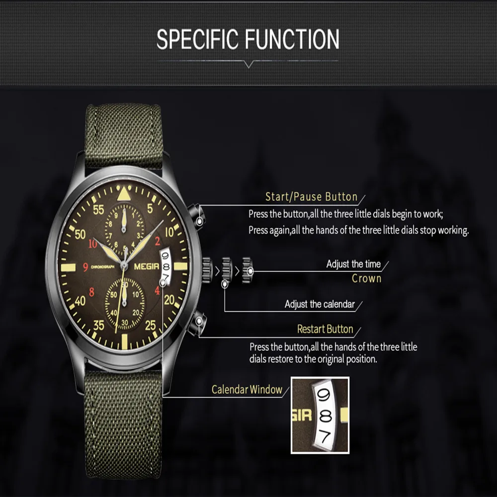 2017 Мужские часы Megir лучшие мужские наручные | Наручные