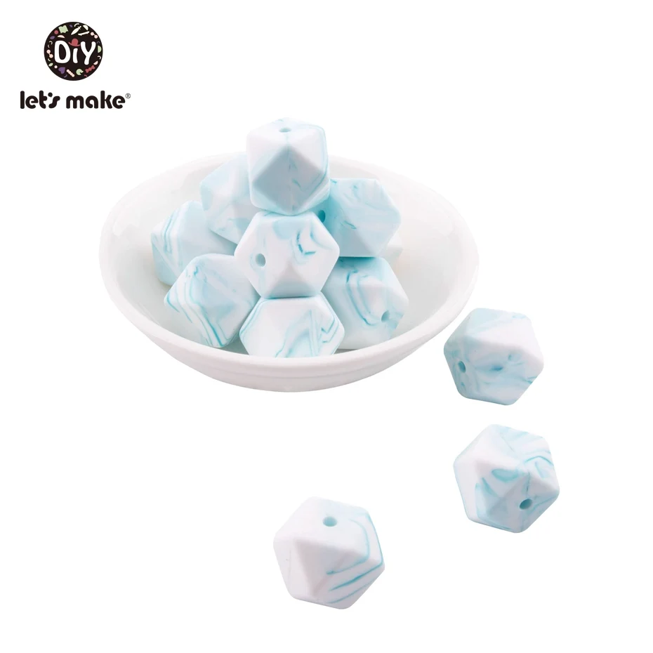 20 Let'S Make 20Pc 14Mm Hexagon Silicone Teether Beads Baby Tiny Rod Multifaced Baby Teething Toy Beaded Silicon Baby Teether Toy - Цвет: 20