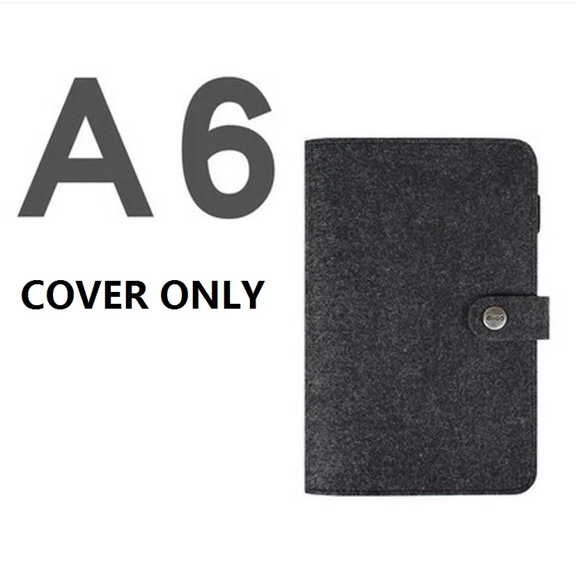 A6 black cover Шерстяной фетр A5 A6 винтажный вкладыш многоразового использования блокнот на спирали, дневник планировщик персональный органайзер для путешествий блокнот простой светильник Harphia - Цвет: A6 black cover