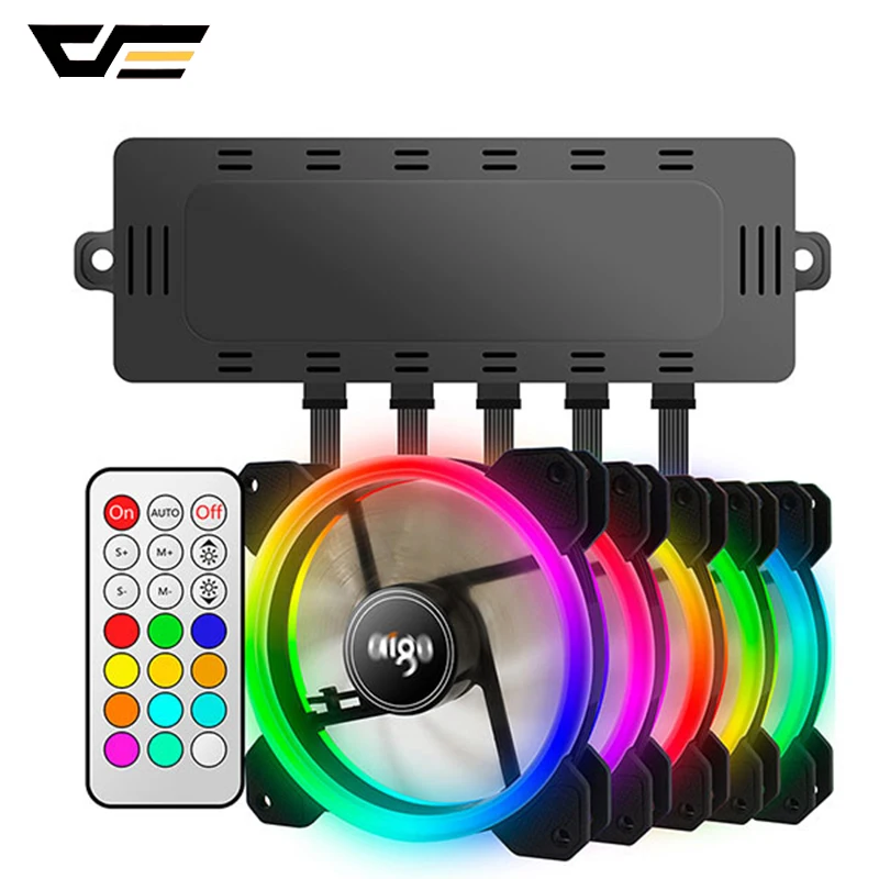 Aigo darkFlash DR12 чехол для компьютера PC охлаждающий вентилятор двойной Aura RGB 120 мм тихий+ ИК пульт дистанционного управления охлаждающий чехол для компьютера вентилятор процессора
