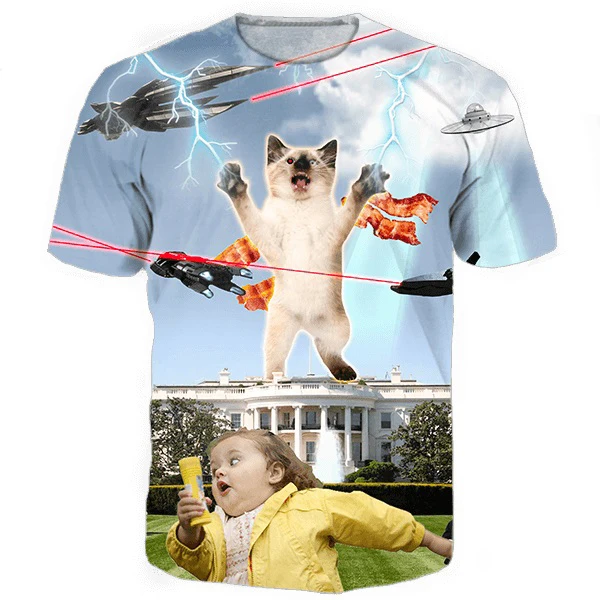 Lightning котенок вторжение футболка рубашка с рисунком кошка 3d Футболка женская