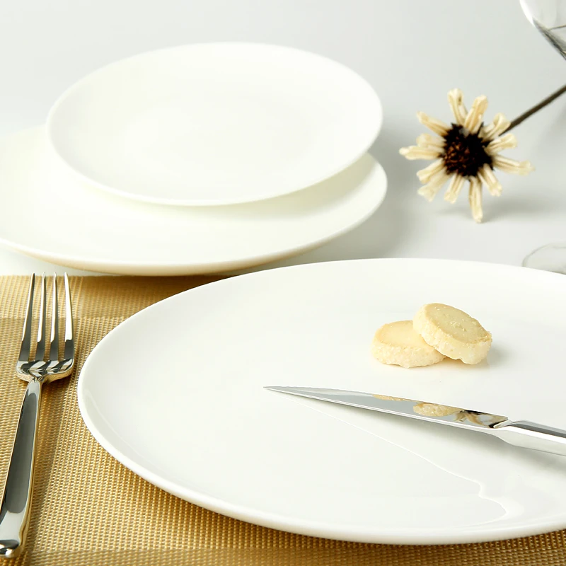 Western cutlery Cutlery Set steak plate white ceramic dish bone china 8/10 inch flat | Дом и сад