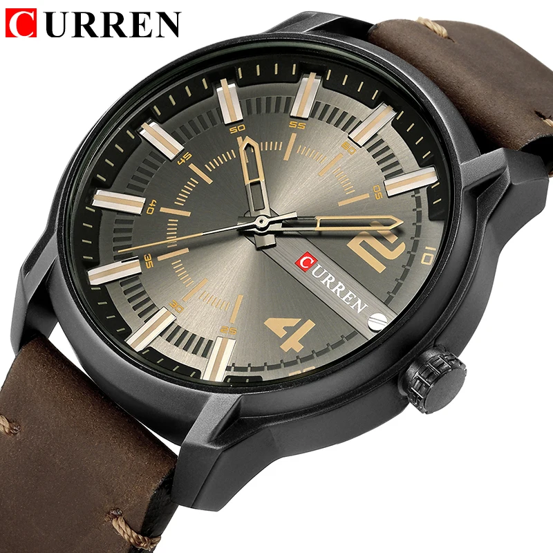 

Watches Men CURREN New Male Fashion Casual Dress Military Sport Quartz Wristwatches Leather Strap montre homme dropshipping 8306