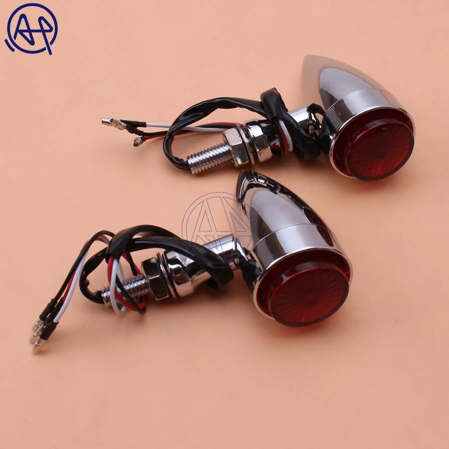 Chrome n Red Lens Хром/черный мотоцикл поворотники Поворотный Светильник красный/Янтарный светильник s для Harley Softail Dyna Sportster 883 1200 XL Bobber Chopper - Цвет: Chrome n Red Lens