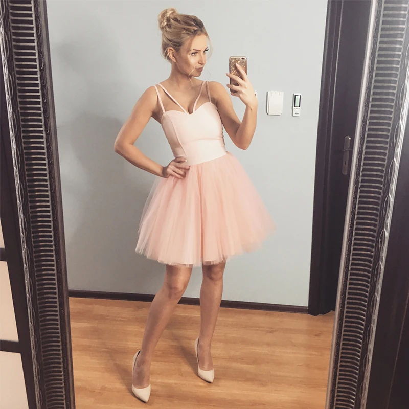 Летнее Новое Женское платье без рукавов на бретельках вечернее из тюля Короткое