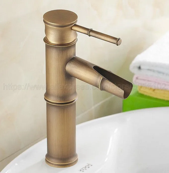 

Bathroom Faucet Antique Brass Basin Faucet Deck Mounted Single Handle Single Hole Hot And Cold Water Tap znf037