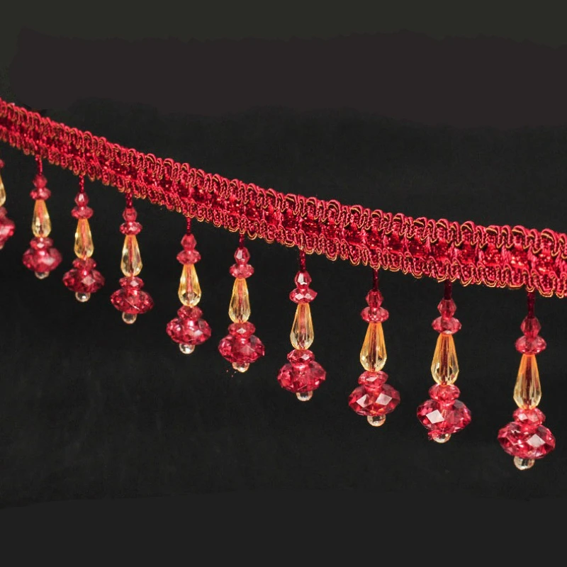 6 метров лента с кристаллами и бисером кружевная ткань для штор чехла дивана